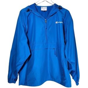 Champion Authentic Athletic Wear Mens Hooded Windbreaker in Peacock Blue